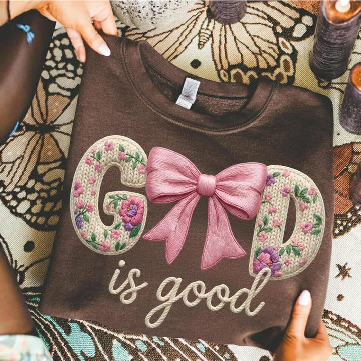 God is Good Faux Yarn Graphic Tee or Sweatshirt