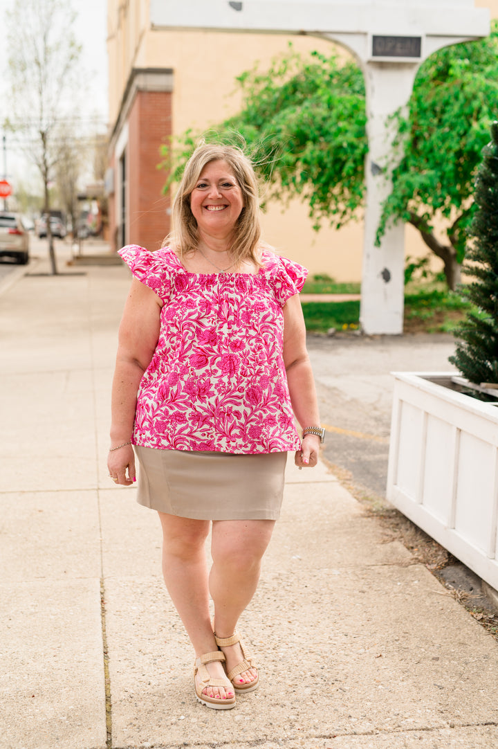 Fuchsia - Bloom and Blush Smocked Top
