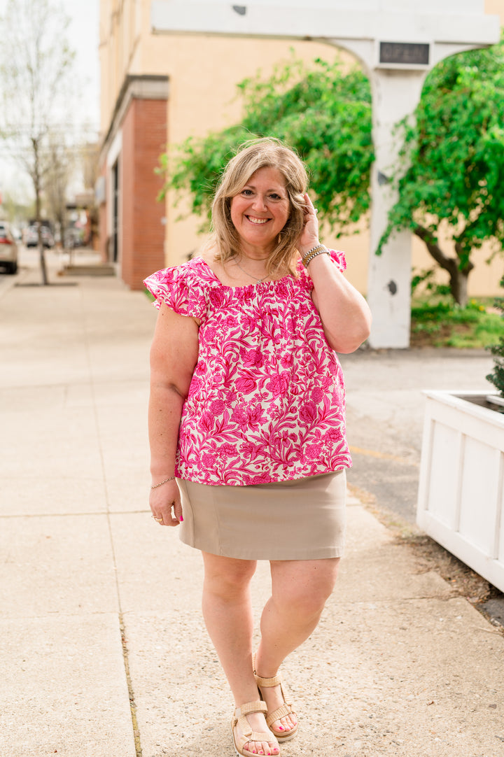 Fuchsia - Bloom and Blush Smocked Top