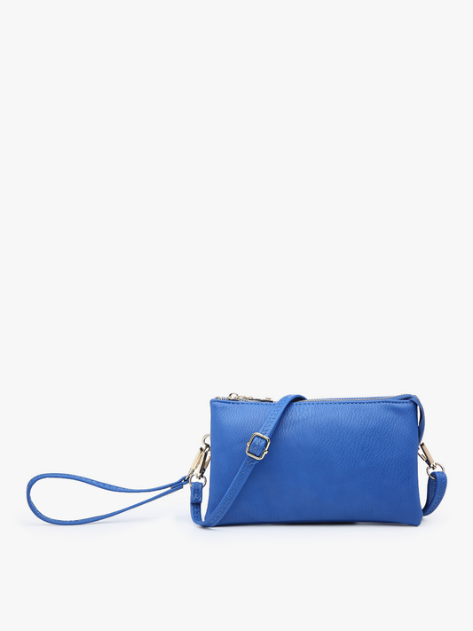 M013 Riley Monogrammable 3 Compartment Crossbody/Wristlet: Royal Blue